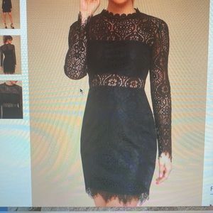 Lulus Medium Black Lace Long Sleeve Dress